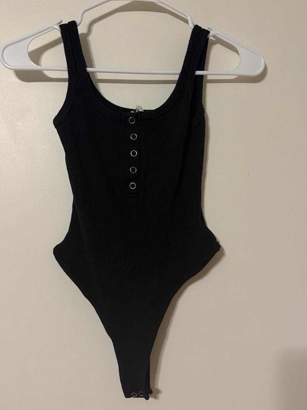 Women’s Black Ribbed Snap-Front Bodysuit